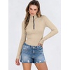image:imageANRABESS Long Sleeve Shirts for Women Quarter Zip Ribbed Top  Slim Fitted Knit Turtleneck Tops Comfy Lightweight Basic Tees Casual Work amp Daily Going Out Fall Winter Layering TShirtBeige