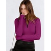 image:imageANRABESS Long Sleeve Shirts for Women Quarter Zip Ribbed Top  Slim Fitted Knit Turtleneck Tops Comfy Lightweight Basic Tees Casual Work amp Daily Going Out Fall Winter Layering TShirtHot Pink