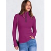 image:imageANRABESS Long Sleeve Shirts for Women Quarter Zip Ribbed Top  Slim Fitted Knit Turtleneck Tops Comfy Lightweight Basic Tees Casual Work amp Daily Going Out Fall Winter Layering TShirtHot Pink