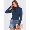 image:imageANRABESS Long Sleeve Shirts for Women Quarter Zip Ribbed Top  Slim Fitted Knit Turtleneck Tops Comfy Lightweight Basic Tees Casual Work amp Daily Going Out Fall Winter Layering TShirtNavy Blue