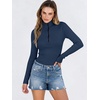 image:imageANRABESS Long Sleeve Shirts for Women Quarter Zip Ribbed Top  Slim Fitted Knit Turtleneck Tops Comfy Lightweight Basic Tees Casual Work amp Daily Going Out Fall Winter Layering TShirtNavy Blue