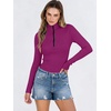 image:imageANRABESS Long Sleeve Shirts for Women Quarter Zip Ribbed Top  Slim Fitted Knit Turtleneck Tops Comfy Lightweight Basic Tees Casual Work amp Daily Going Out Fall Winter Layering TShirtHot Pink