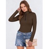 image:imageANRABESS Long Sleeve Shirts for Women Quarter Zip Ribbed Top  Slim Fitted Knit Turtleneck Tops Comfy Lightweight Basic Tees Casual Work amp Daily Going Out Fall Winter Layering TShirtBrown