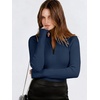 image:imageANRABESS Long Sleeve Shirts for Women Quarter Zip Ribbed Top  Slim Fitted Knit Turtleneck Tops Comfy Lightweight Basic Tees Casual Work amp Daily Going Out Fall Winter Layering TShirtNavy Blue