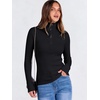 image:imageANRABESS Long Sleeve Shirts for Women Quarter Zip Ribbed Top  Slim Fitted Knit Turtleneck Tops Comfy Lightweight Basic Tees Casual Work amp Daily Going Out Fall Winter Layering TShirtBlack