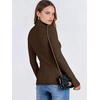 image:imageANRABESS Long Sleeve Shirts for Women Quarter Zip Ribbed Top  Slim Fitted Knit Turtleneck Tops Comfy Lightweight Basic Tees Casual Work amp Daily Going Out Fall Winter Layering TShirtBrown