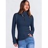 image:imageANRABESS Long Sleeve Shirts for Women Quarter Zip Ribbed Top  Slim Fitted Knit Turtleneck Tops Comfy Lightweight Basic Tees Casual Work amp Daily Going Out Fall Winter Layering TShirtNavy Blue