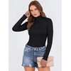 image:imageANRABESS Long Sleeve Shirts for Women Quarter Zip Ribbed Top  Slim Fitted Knit Turtleneck Tops Comfy Lightweight Basic Tees Casual Work amp Daily Going Out Fall Winter Layering TShirtBlack