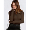 image:imageANRABESS Long Sleeve Shirts for Women Quarter Zip Ribbed Top  Slim Fitted Knit Turtleneck Tops Comfy Lightweight Basic Tees Casual Work amp Daily Going Out Fall Winter Layering TShirtBrown