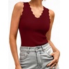 image:imageANRABESS Womens Summer V Neck Tank Tops Sleeveless Sweaters  Scalloped Knit Shirts Soft Wool Blend Slim Fit Cute Casual Going Out Outfits Work Beach Resort Wear Fall Layer ClothingWine Red