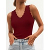 image:imageANRABESS Womens Summer V Neck Tank Tops Sleeveless Sweaters  Scalloped Knit Shirts Soft Wool Blend Slim Fit Cute Casual Going Out Outfits Work Beach Resort Wear Fall Layer ClothingWine Red