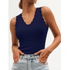 image:imageANRABESS Womens Summer V Neck Tank Tops Sleeveless Sweaters  Scalloped Knit Shirts Soft Wool Blend Slim Fit Cute Casual Going Out Outfits Work Beach Resort Wear Fall Layer ClothingNavy Blue