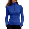 image:imageANRABESS Long Sleeve Shirts for Women Quarter Zip Ribbed Top  Slim Fitted Knit Turtleneck Tops Comfy Lightweight Basic Tees Casual Work amp Daily Going Out Fall Winter Layering TShirtRoyal Blue