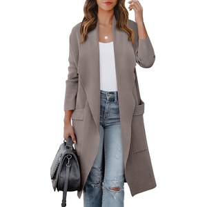 image:imageANRABESS Womens Long Cardigan Sweater 2026 Fall Fashion Casual Oversized Knit Open Front Coatigan Jacket Coat OutfitsGrey Khaki